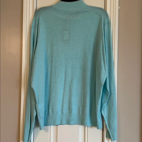 Peter Millar Light Aqua Half-Zip Merino Wool Sweater NWT Sz XL